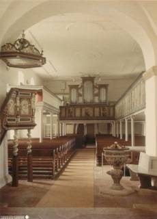 S2 Witt Nr. 734, Barrien, Bartholomäus-Kirche, Innenraum nach Westen, Mai 1955, 1955