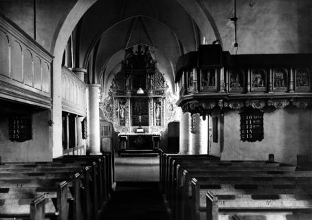 S2 Nr. 8158, Dornum, Bartholomäus-Kirche, Innenraum nach Osten, 1948, 1948