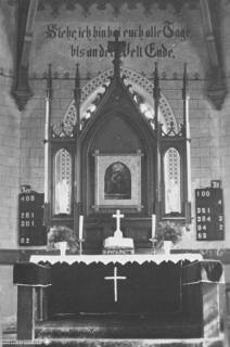 S2 Witt Nr. 666, Dungelbeck, Kirche, Altarraum (früherer Zustand), März 1955, 1955