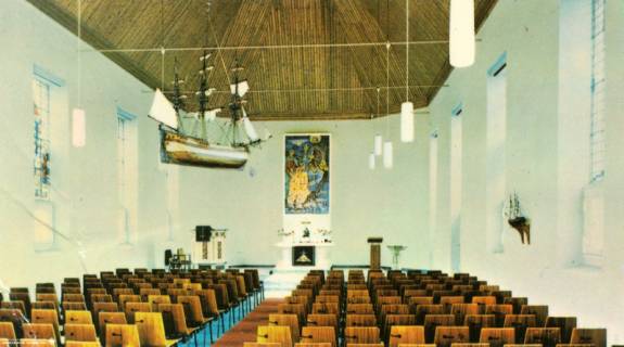 S2 Nr. 18232b, Juist, Insel-Kirche, Altarraum, um 1975, um 1975