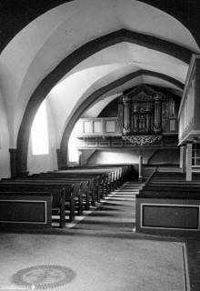 S2 Witt Nr. 1171, Langenholzen, Kirche, Innenansicht nach Westen, Juli 1958, 1958