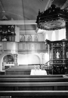 S2 Witt Nr. 1271, Rhaude, Kirche, Innenansicht nach Osten - Kanzelseite, Juni 1959, 1959