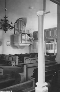 S2 Witt Nr. 1282, Warmsen, Georgs-Kirche, Innenansicht nach Südwesten mit Orgel, Juli 1959 , 1959